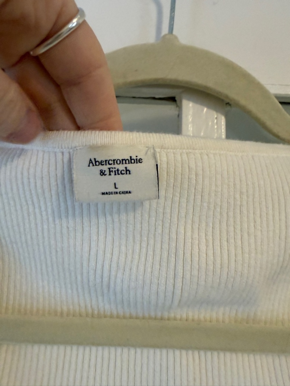 Abercrombie & Fitch White Ribbed Knit Sweetheart Neckline Bodysuit - Picture 4 of 5